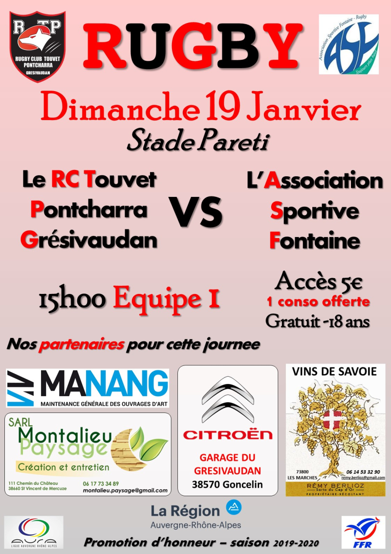 Affiche RCTPG - AS Fontaine